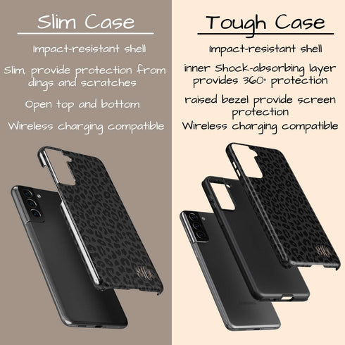 Dark Leopard Custom Curly Initials Galaxy Case - Vertical